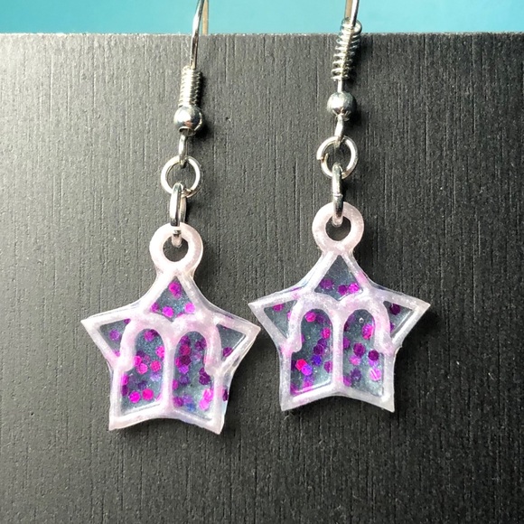 Handmade UV Resin Aries Zodiac Symbol Earrings - Picture 1 of 8